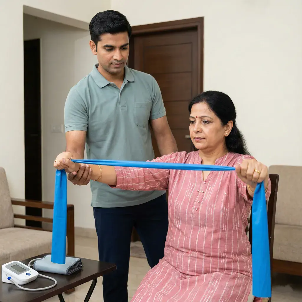 Athlete performing resistance rehabilitation exercises