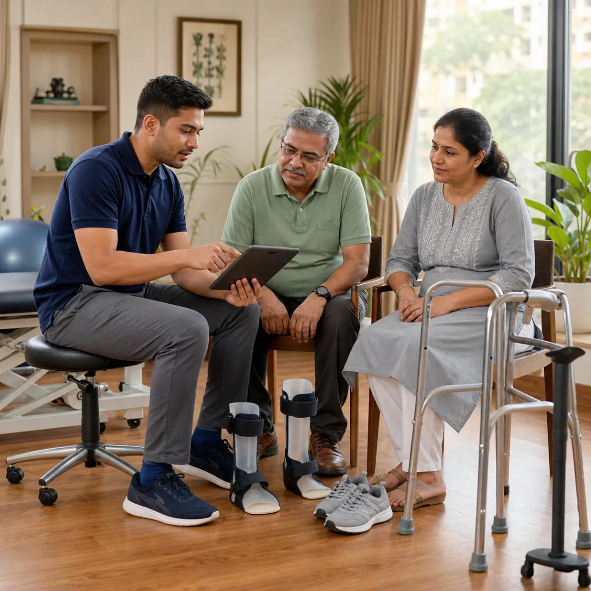 CareMotion physiotherapist delivering a personalized Assistive Device Fitting and Training service in Kolkata