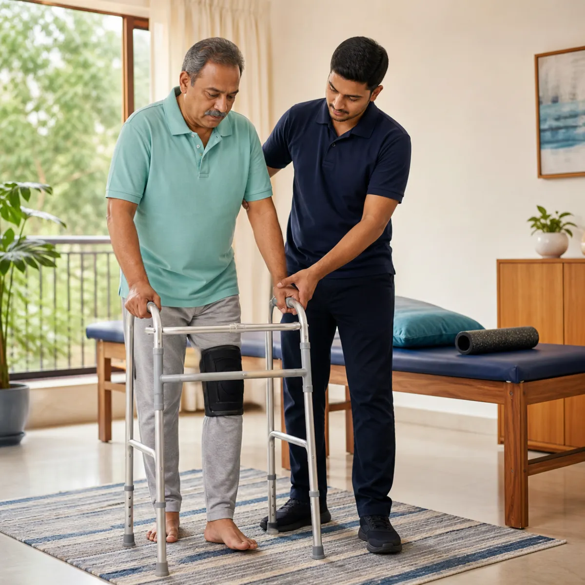 Physiotherapist guiding a structured Assistive Device Fitting and Training treatment session in Kolkata