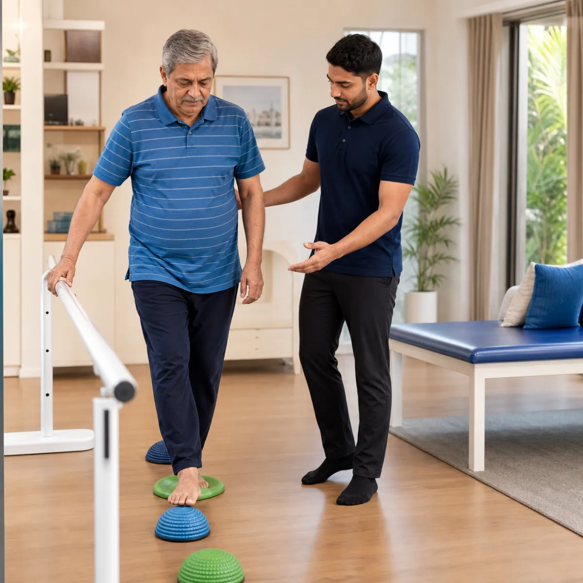 Patient participating in a goal-focused Balance and Coordination Training session with a physiotherapist in Kolkata