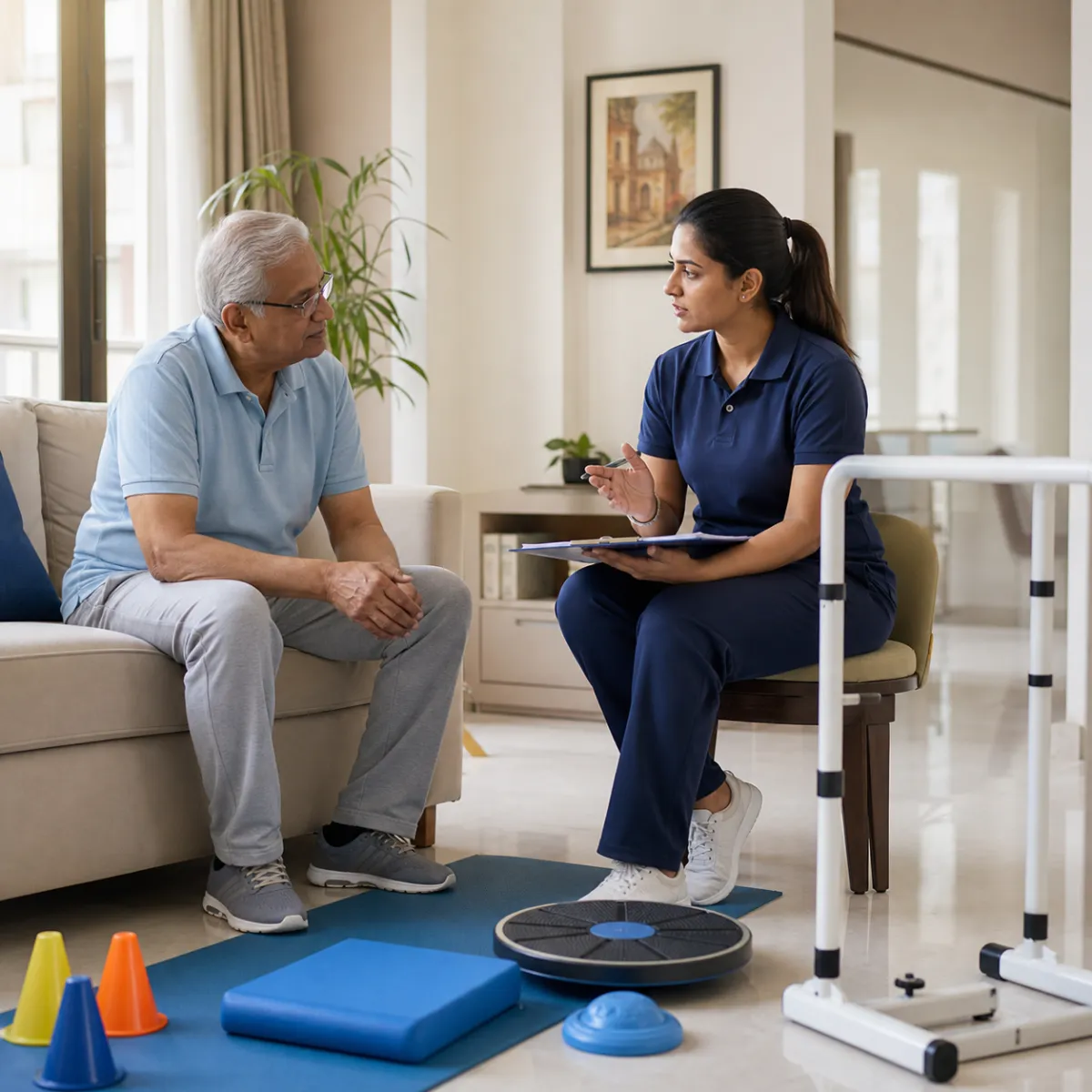Physiotherapist completing an individualized Balance and Coordination Training assessment in Kolkata