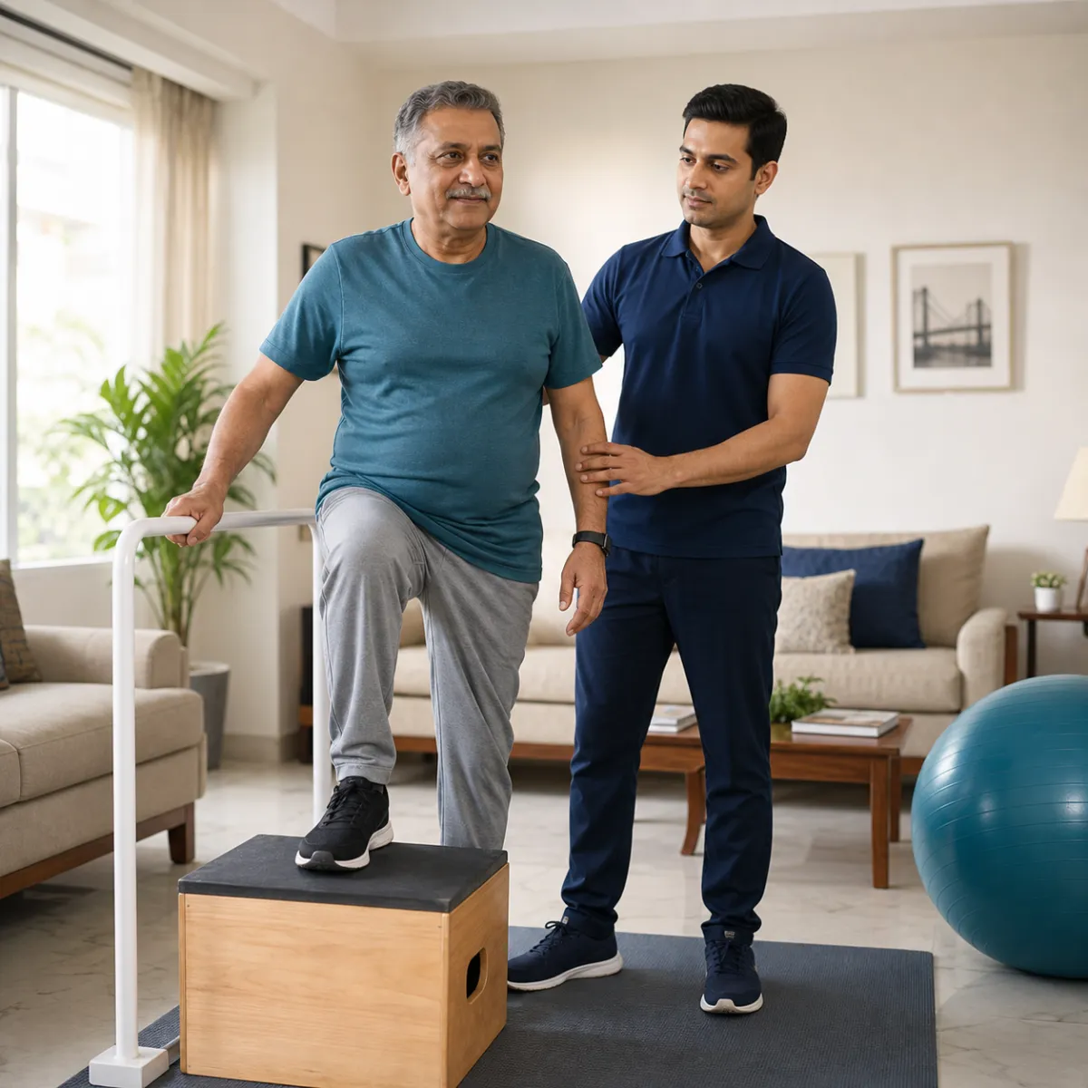 Patient participating in a goal-focused Cardiac Rehabilitation session with a physiotherapist in Kolkata