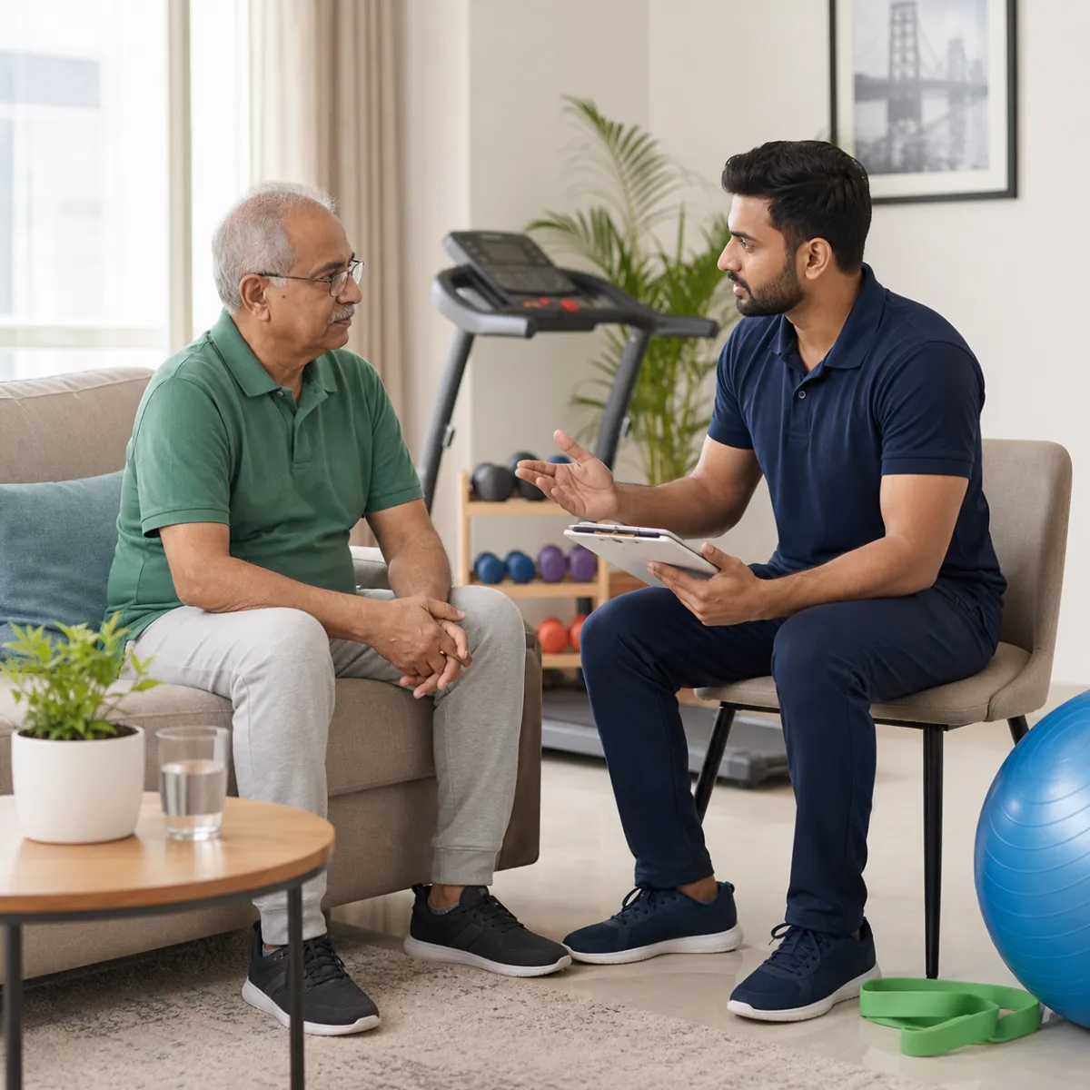 Physiotherapist completing an individualized Cardiac Rehabilitation assessment in Kolkata