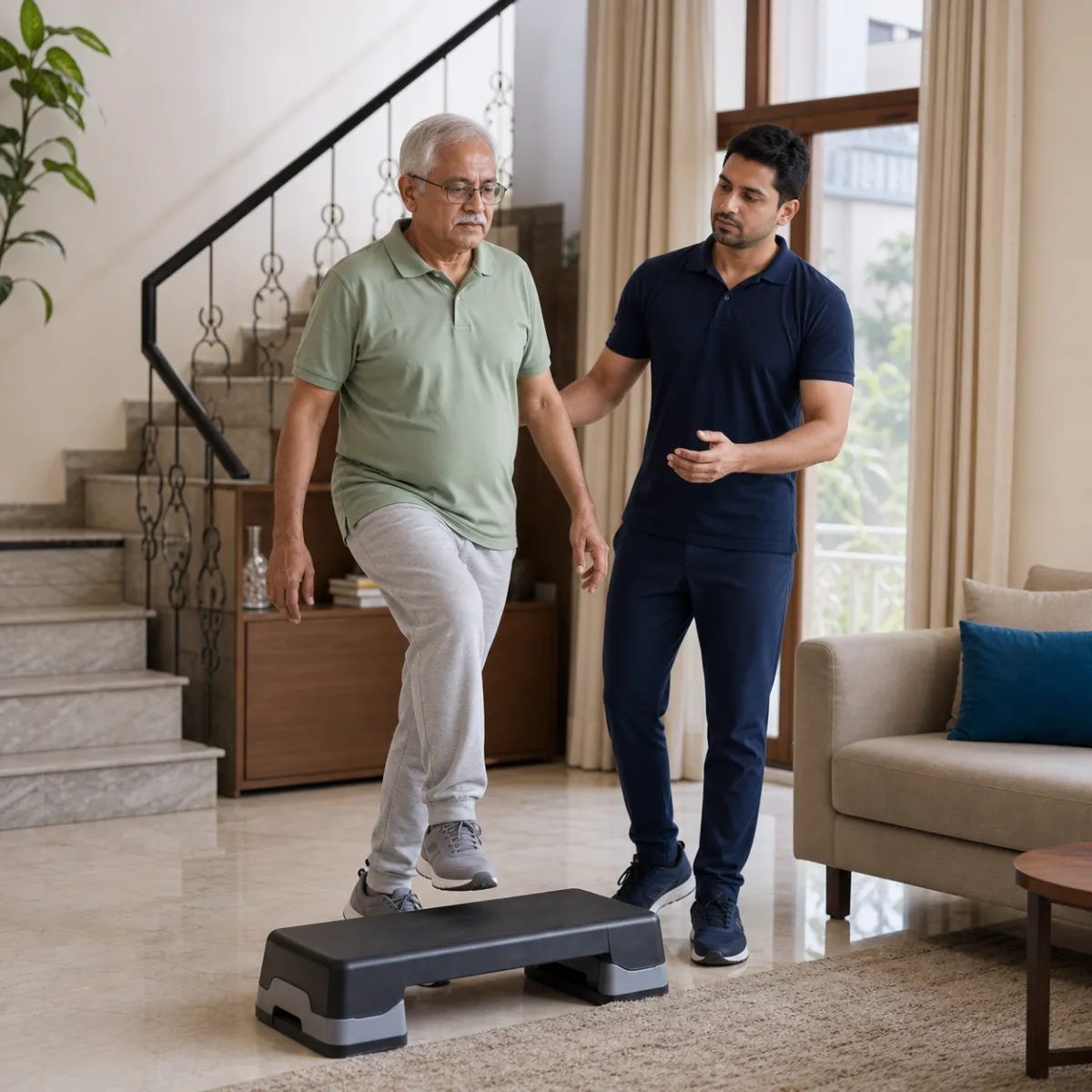 Patient participating in a goal-focused Cardio Pulmonary Rehabilitation session with a physiotherapist in Kolkata