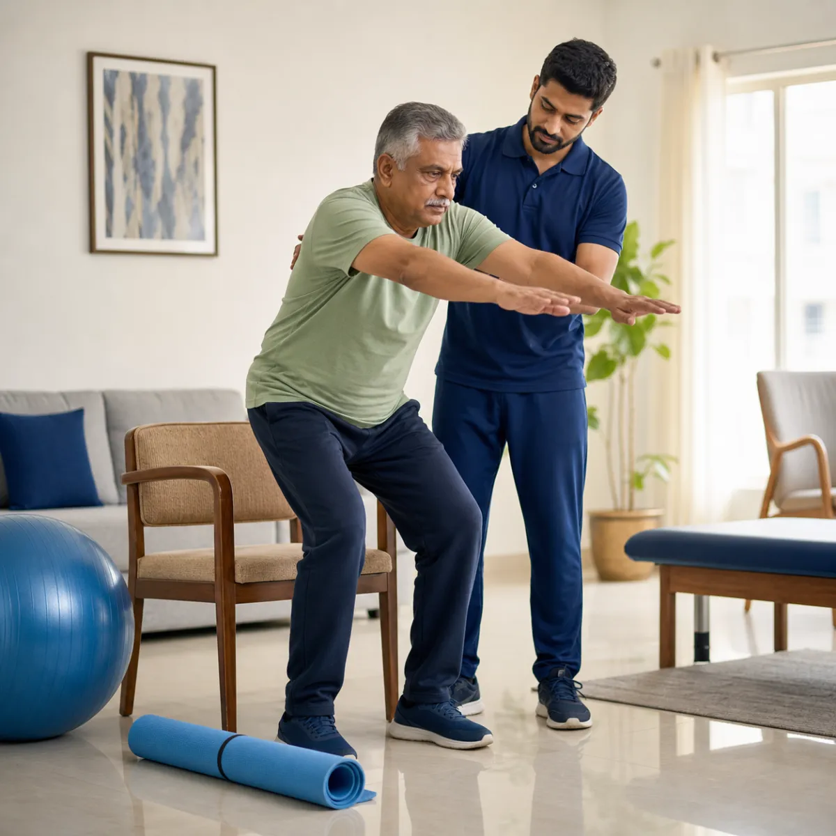 Physiotherapist assessing symptoms and functional limitations relevant to Cardio Pulmonary Rehabilitation in Kolkata