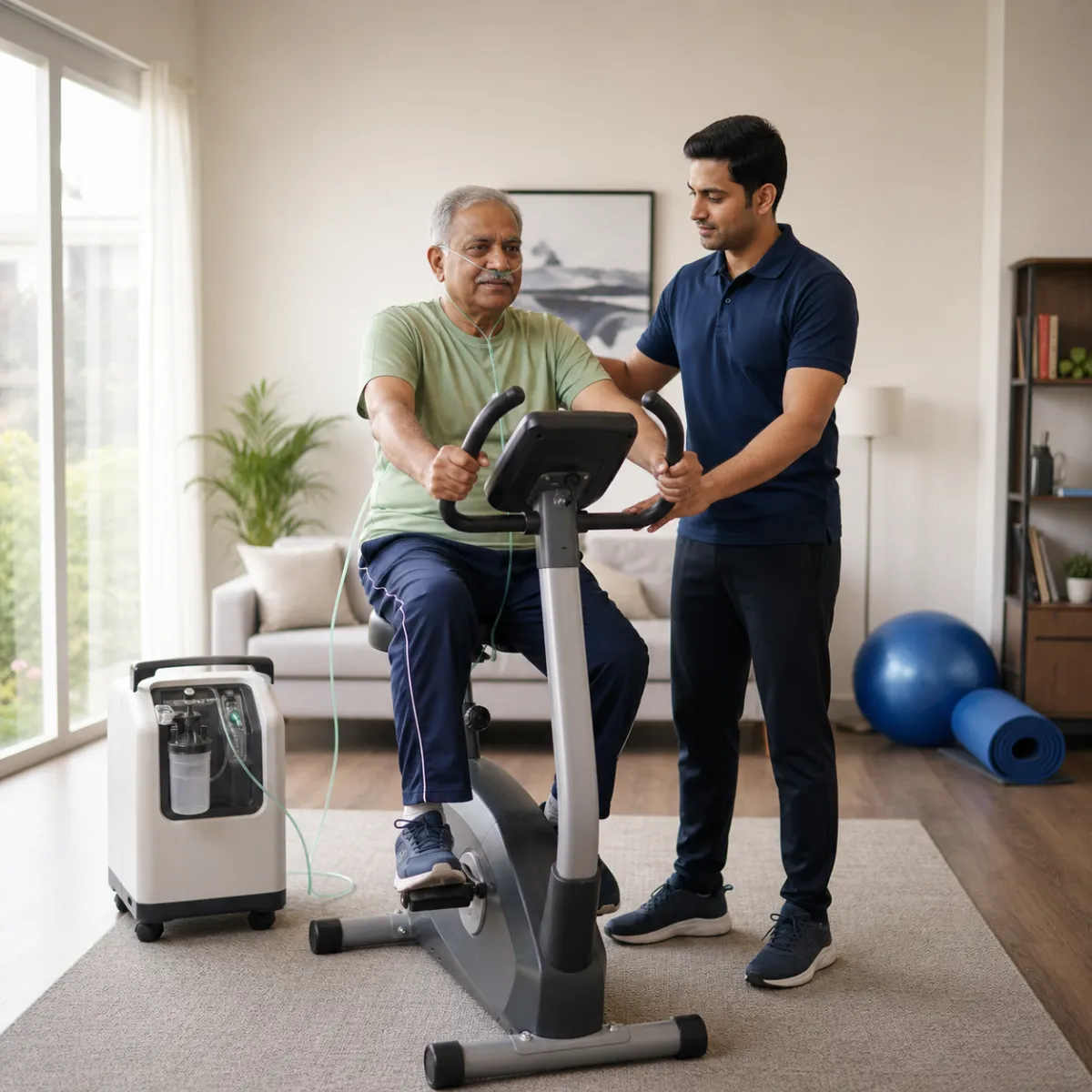Physiotherapist guiding a structured Cardio Pulmonary Rehabilitation treatment session in Kolkata
