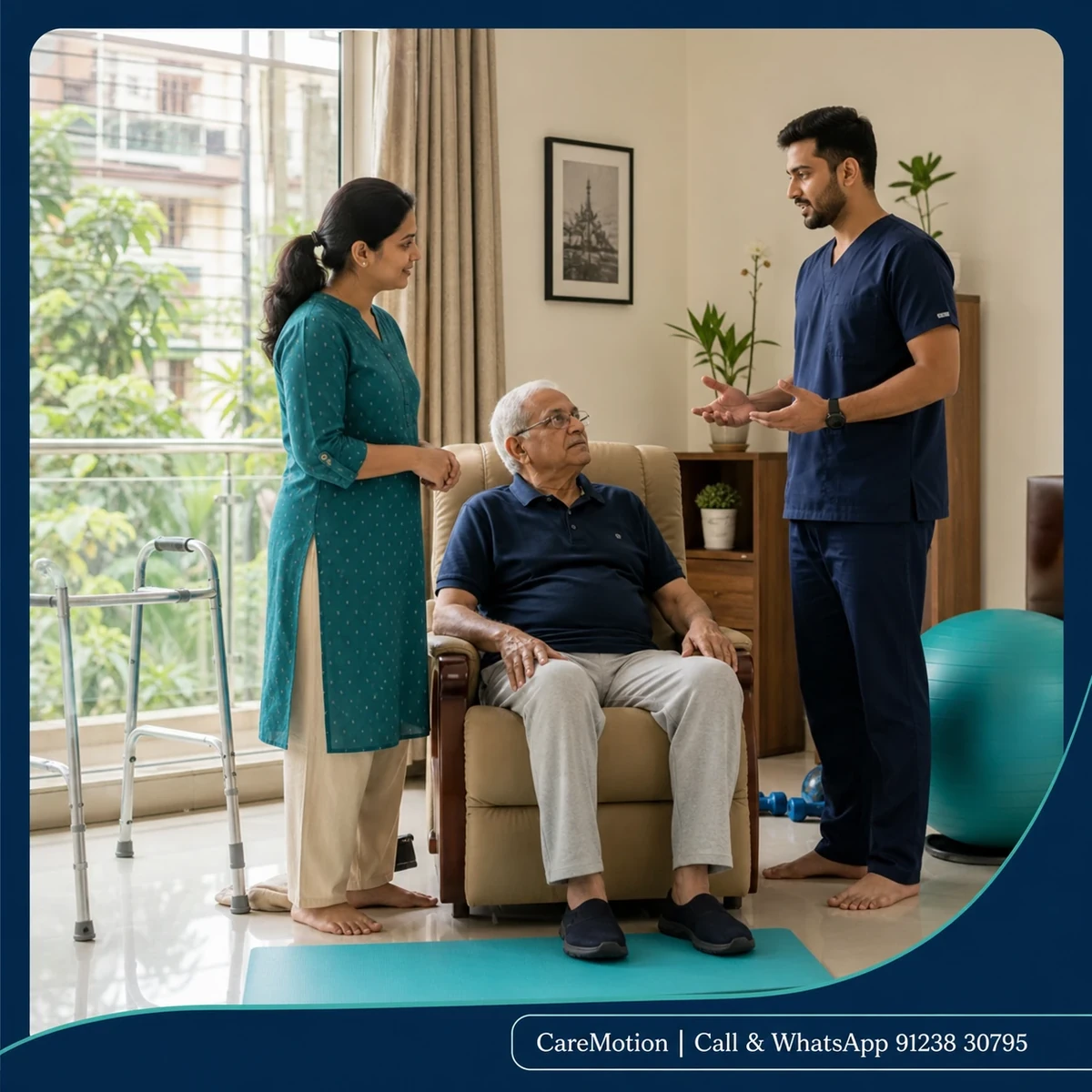 Physiotherapist providing hands-on Caregiver Training in Beliaghata