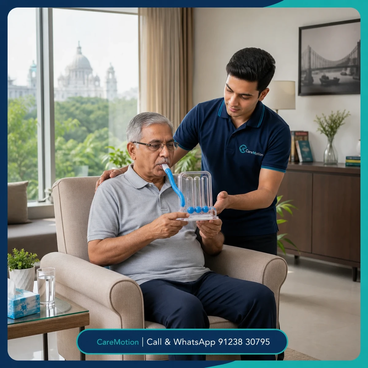CareMotion physiotherapist delivering specialized Chest Physiotherapy interventions in Kolkata