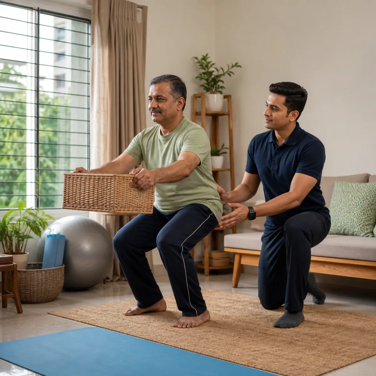 Patient participating in a goal-focused Chronic Lower Back Pain Rehabilitation session with a physiotherapist in Kolkata