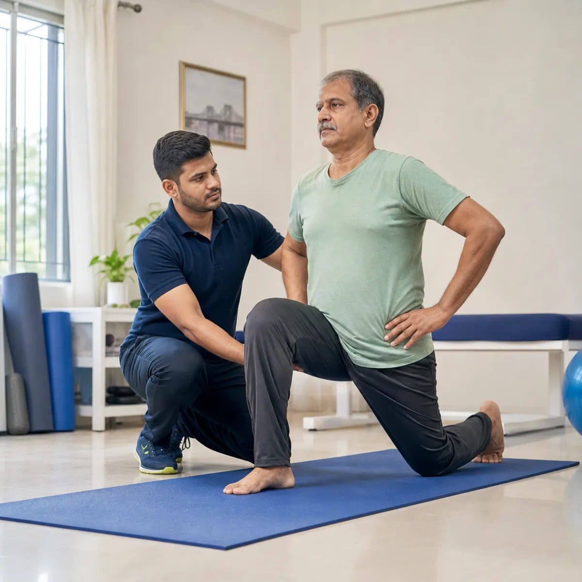 Physiotherapist assessing symptoms and functional limitations relevant to Chronic Lower Back Pain Rehabilitation in Kolkata