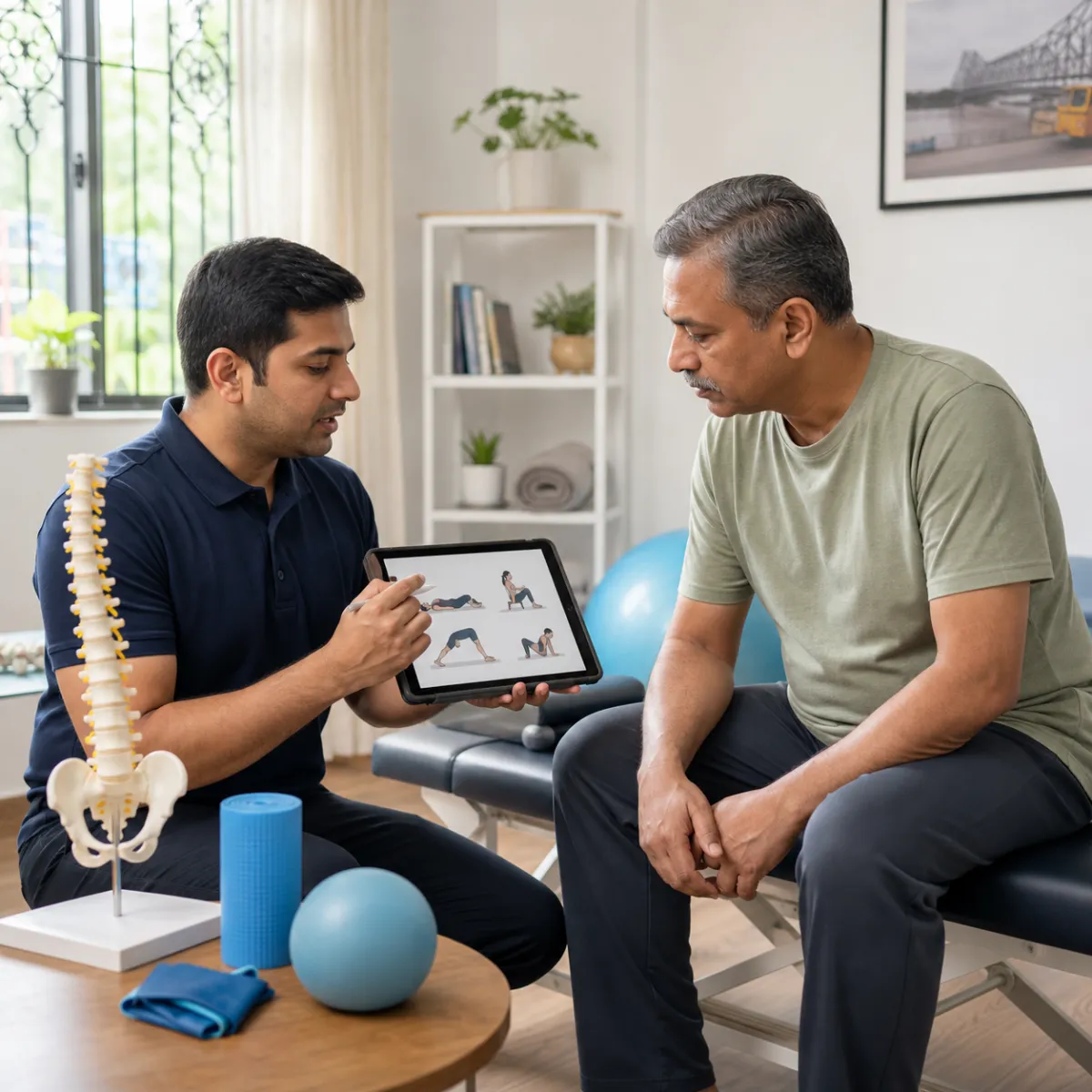 CareMotion physiotherapist delivering a personalized Chronic Lower Back Pain Rehabilitation service in Kolkata
