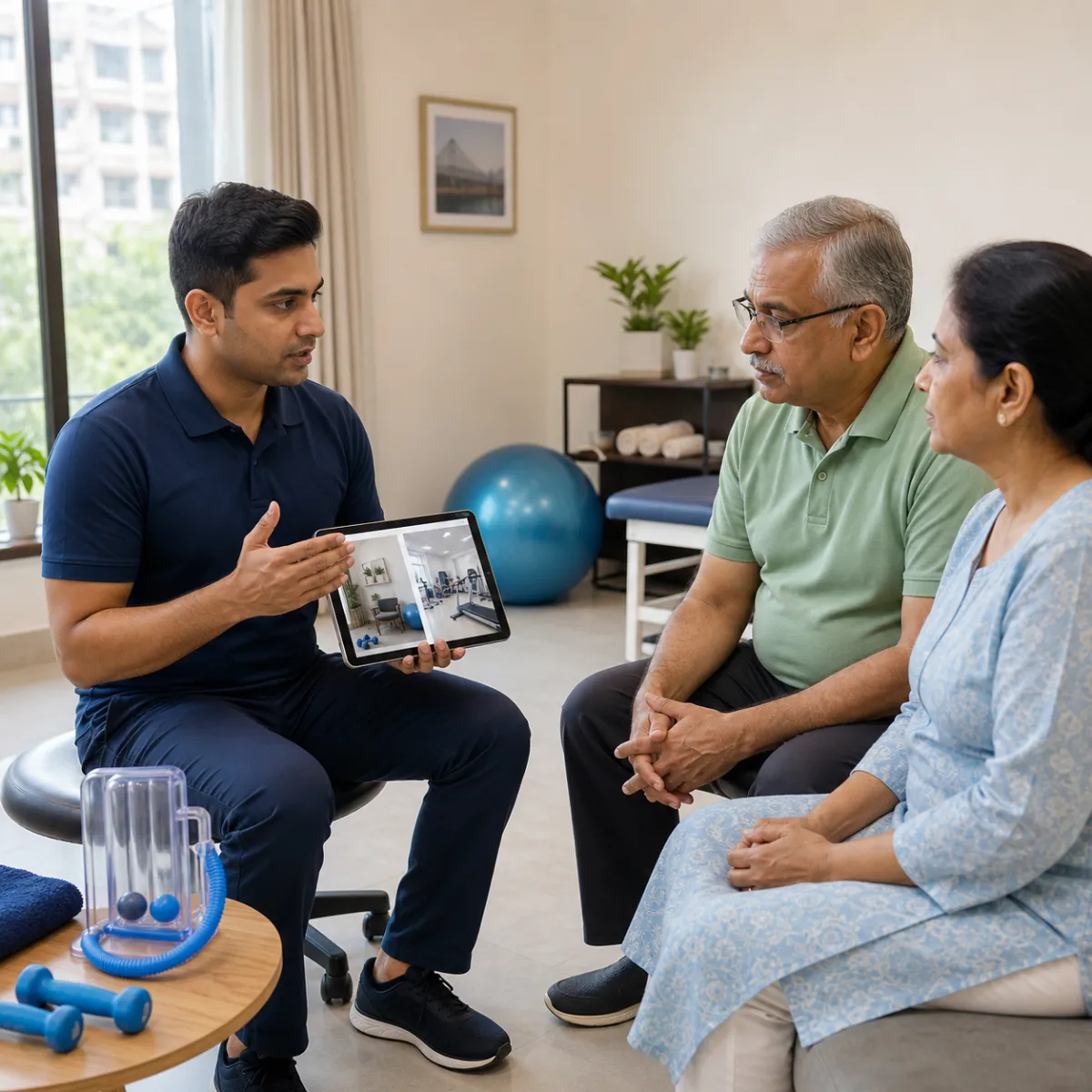CareMotion physiotherapist delivering a personalized COPD Pulmonary Rehabilitation service in Kolkata