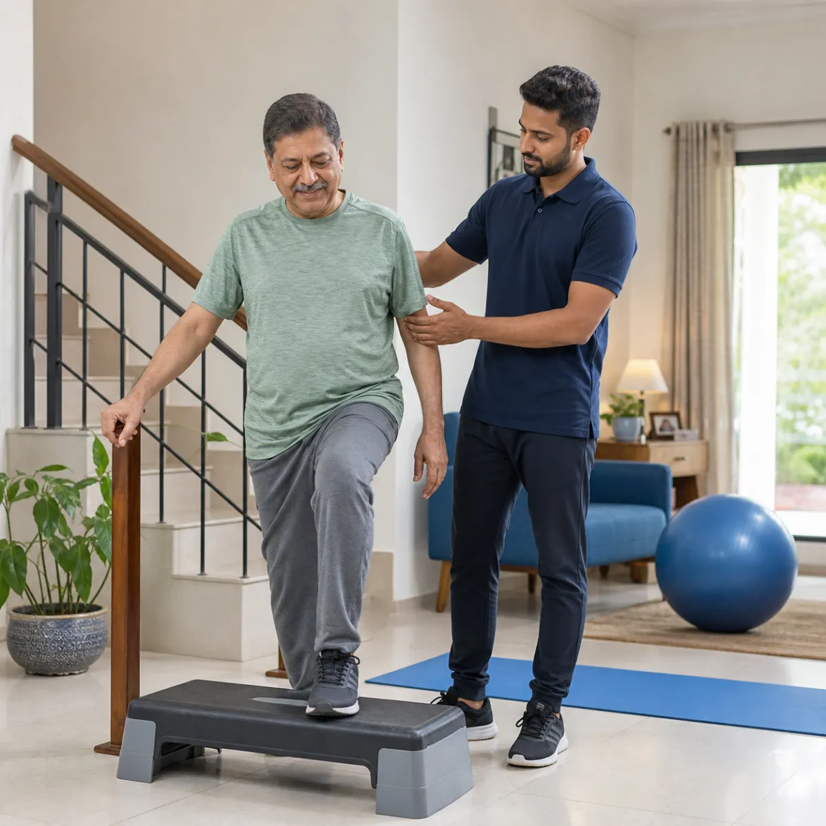 Patient participating in a goal-focused Corporate Wellness Programs session with a physiotherapist in Kolkata