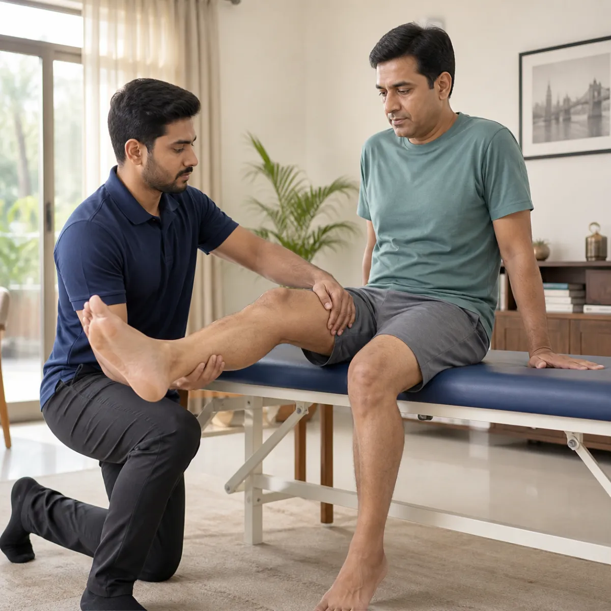 Physiotherapist assessing symptoms and functional limitations relevant to Corporate Wellness Programs in Kolkata