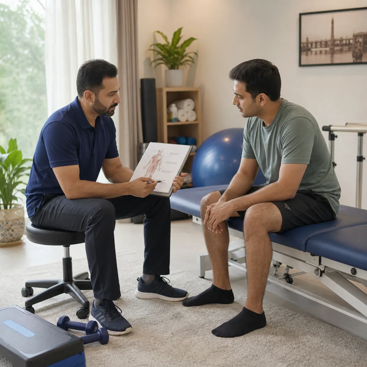 Physiotherapist completing an individualized Corporate Wellness Programs assessment in Kolkata