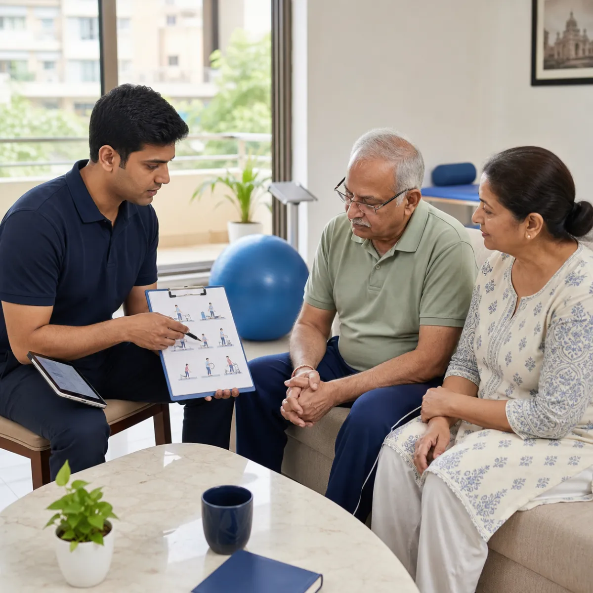 CareMotion physiotherapist delivering a personalized Critical Elderly Rehabilitation service in Kolkata