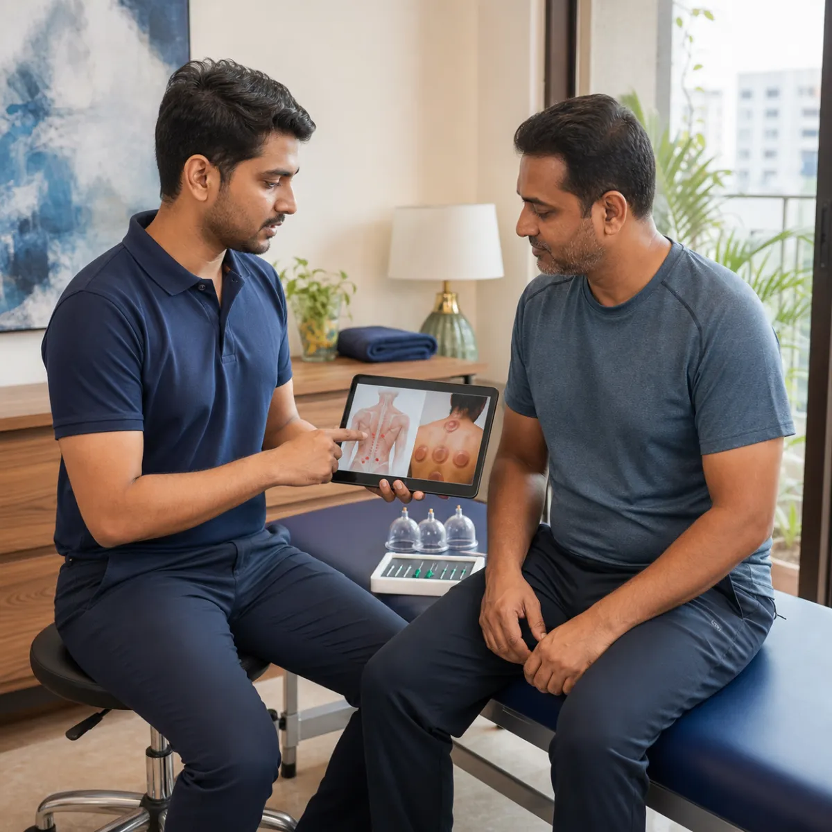 CareMotion physiotherapist delivering a personalized Dry Needling and Cupping Therapy service in Kolkata