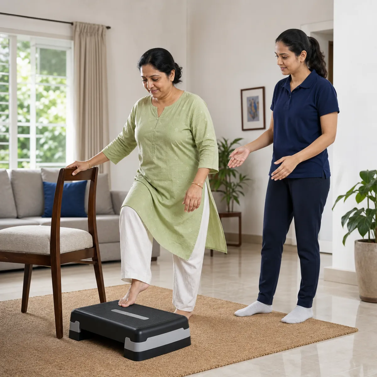 Patient participating in a goal-focused Ergonomic Assessment session with a physiotherapist in Beliaghata