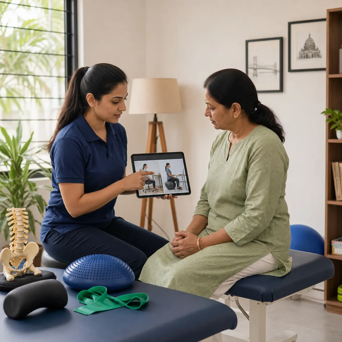 CareMotion physiotherapist delivering a personalized Ergonomic Assessment service in Beliaghata