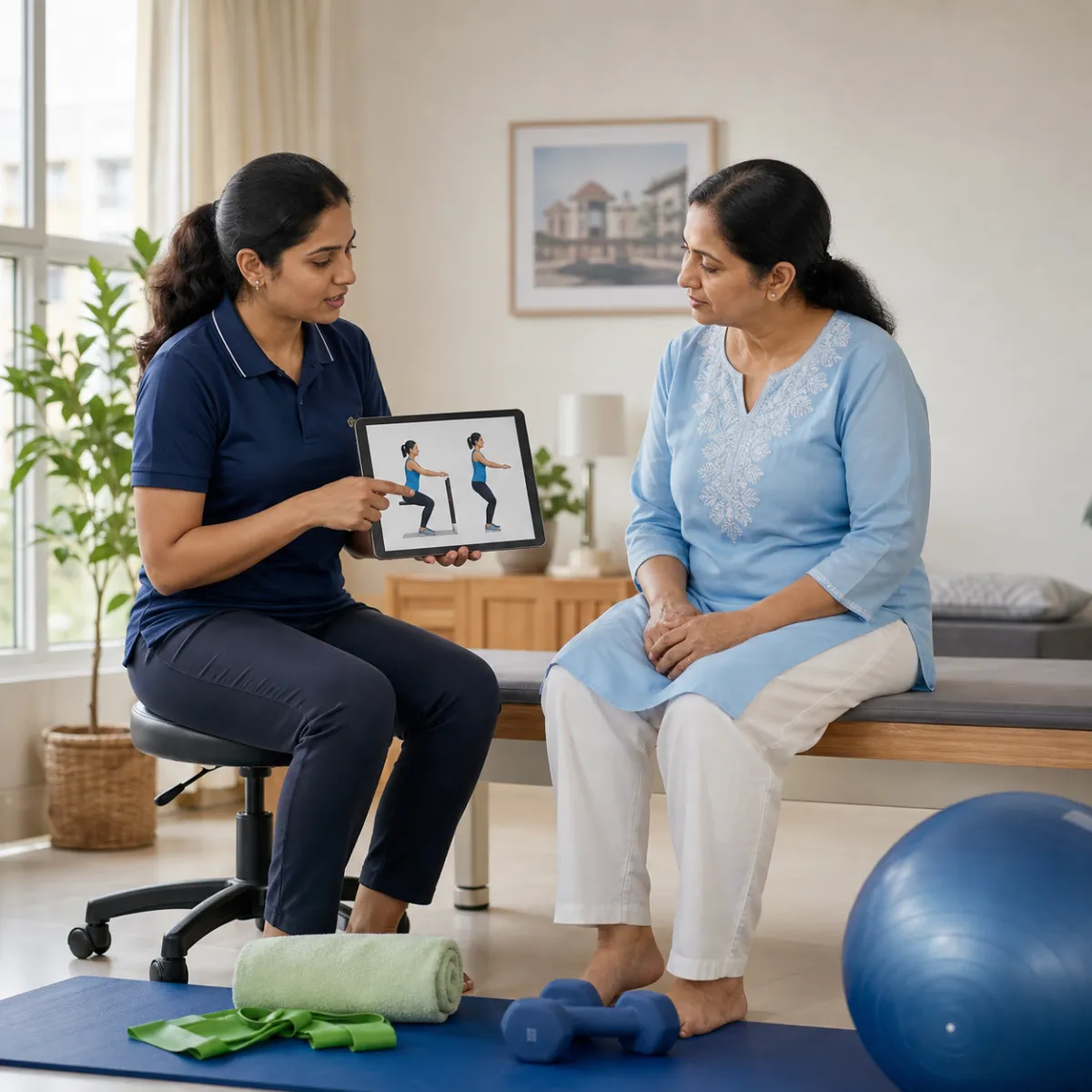 CareMotion physiotherapist delivering a personalized Home Exercise Therapy Programs service in Kolkata