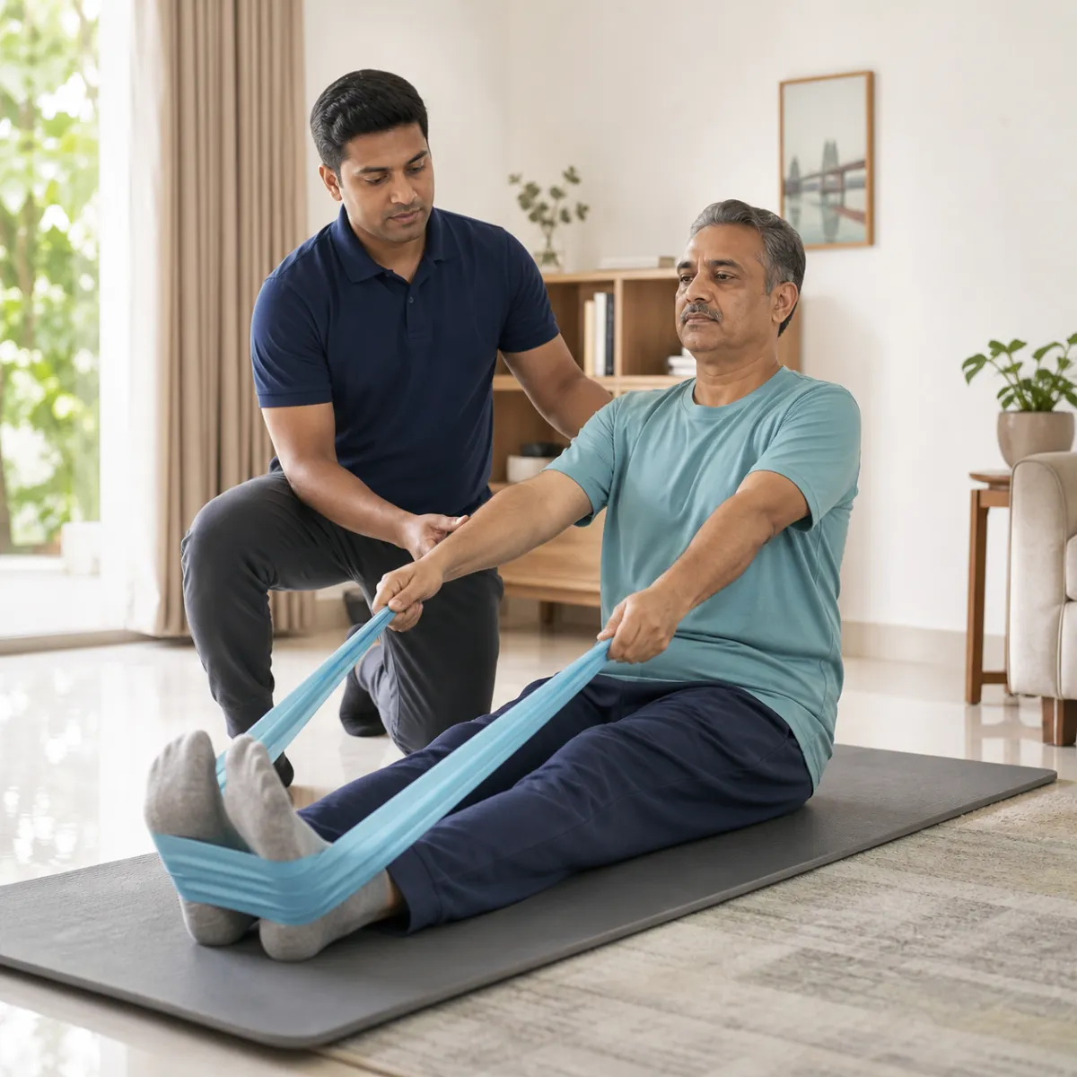 Physiotherapist guiding a structured Home Exercise Therapy Programs treatment session in Kolkata