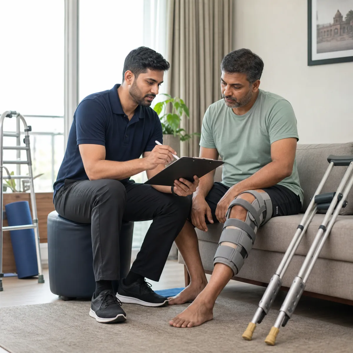 Physiotherapist completing an individualized Fracture and Trauma Rehabilitation assessment in Kolkata