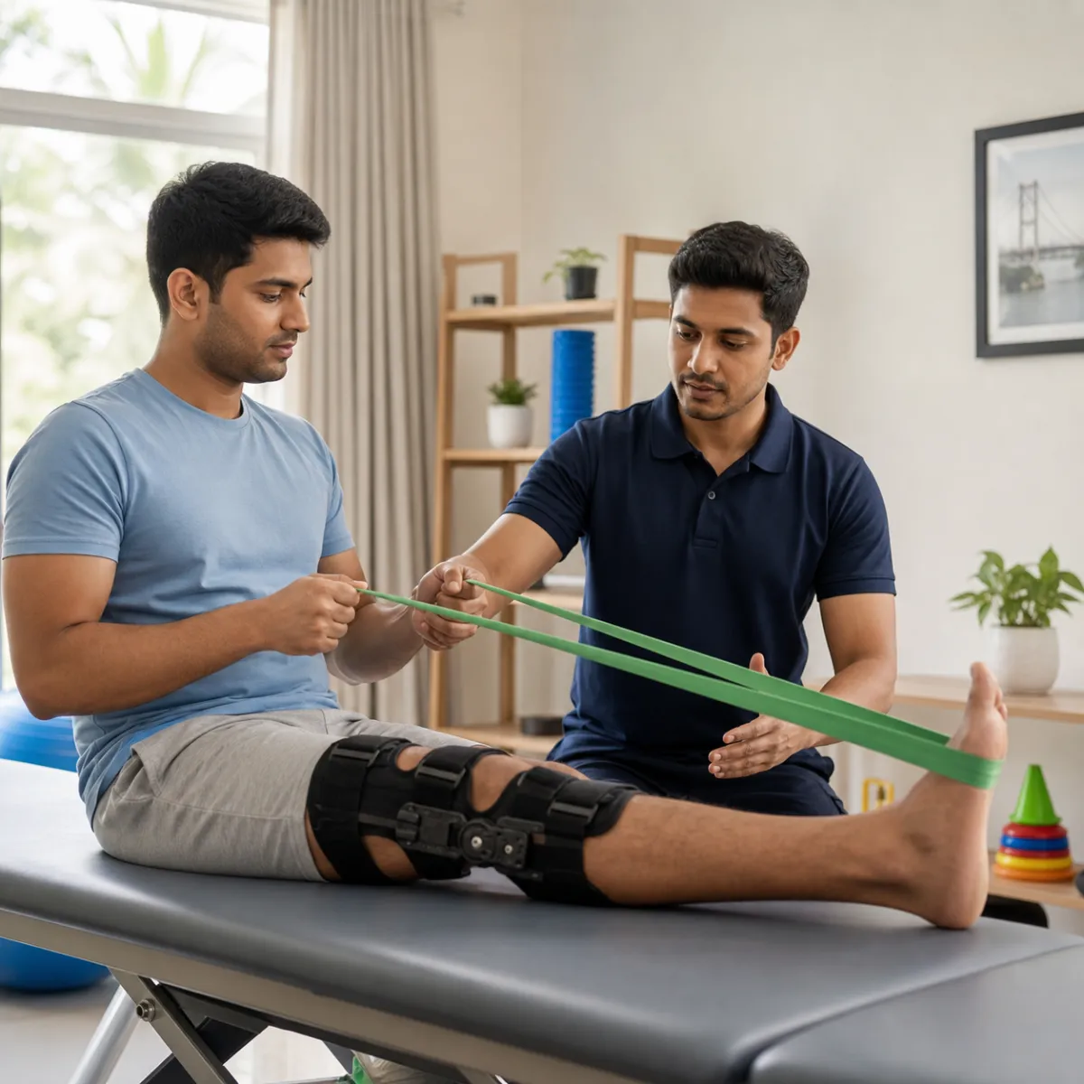 Physiotherapist guiding a structured Fracture and Trauma Rehabilitation treatment session in Kolkata