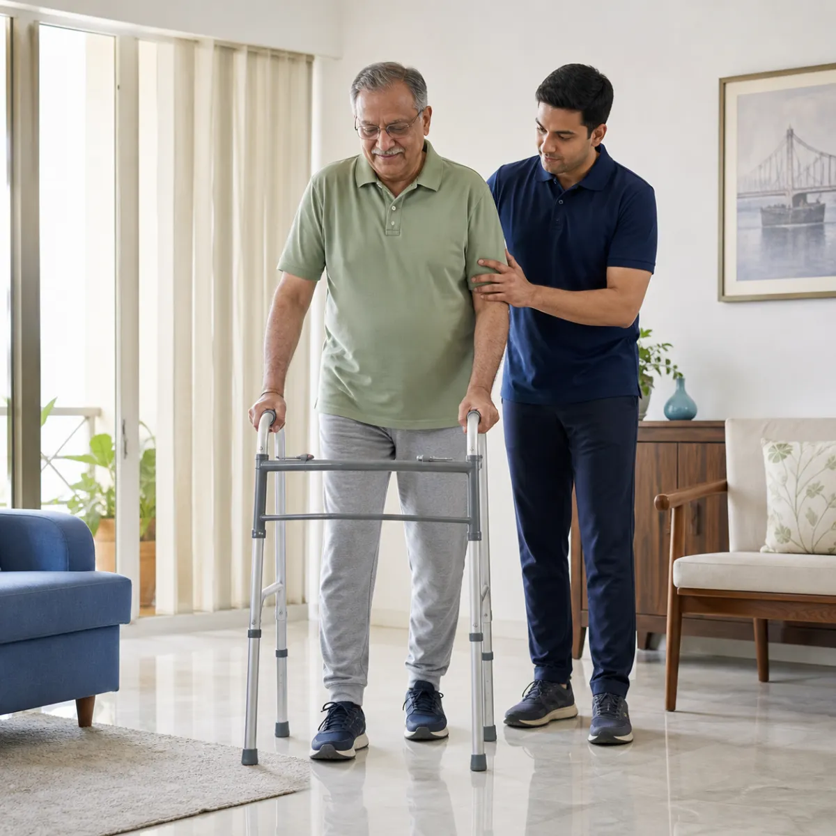 Patient participating in a goal-focused Gait Training session with a physiotherapist in Kolkata