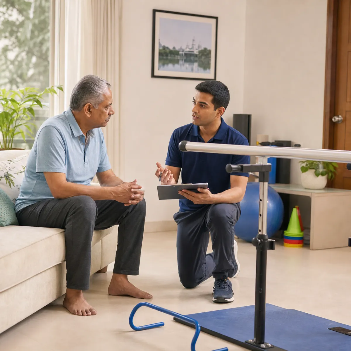 Physiotherapist completing an individualized Gait Training assessment in Kolkata