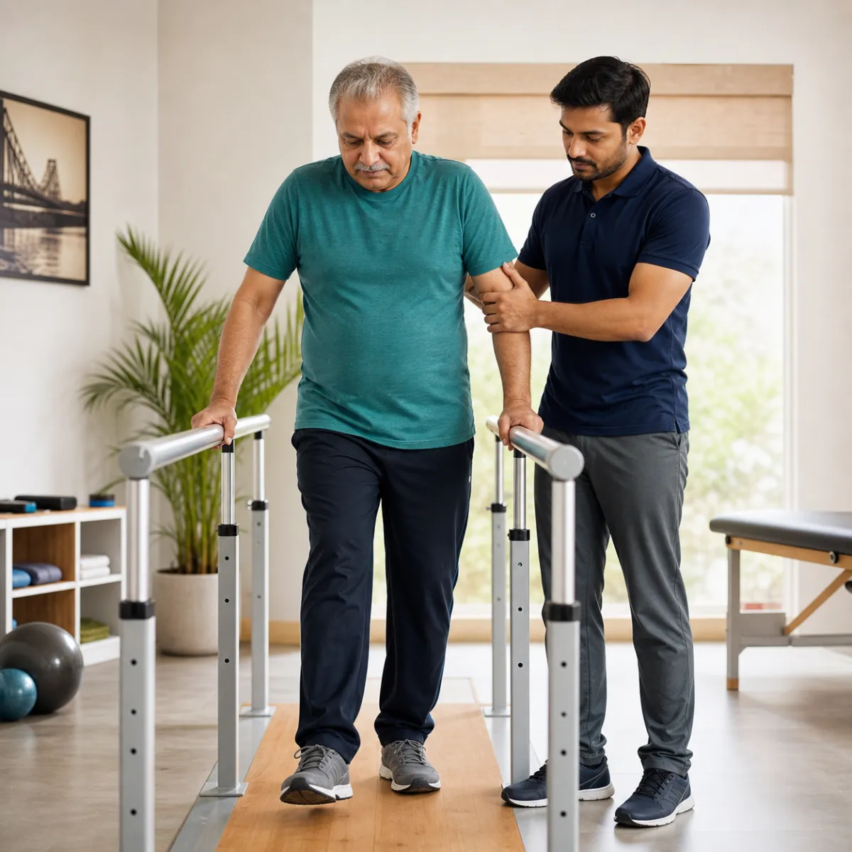 Physiotherapist guiding a structured Gait Training treatment session in Kolkata