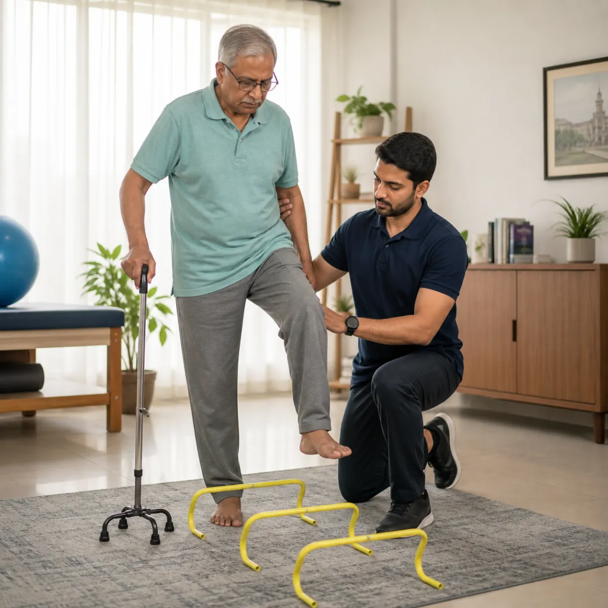 Physiotherapist assessing symptoms and functional limitations relevant to Geriatric Exercise Therapy in Kolkata