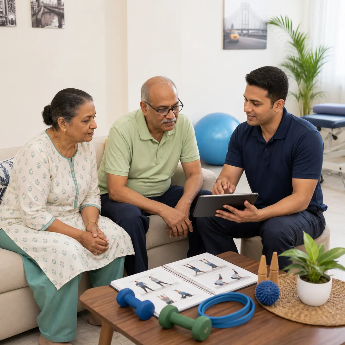 CareMotion physiotherapist delivering a personalized Geriatric Exercise Therapy service in Kolkata