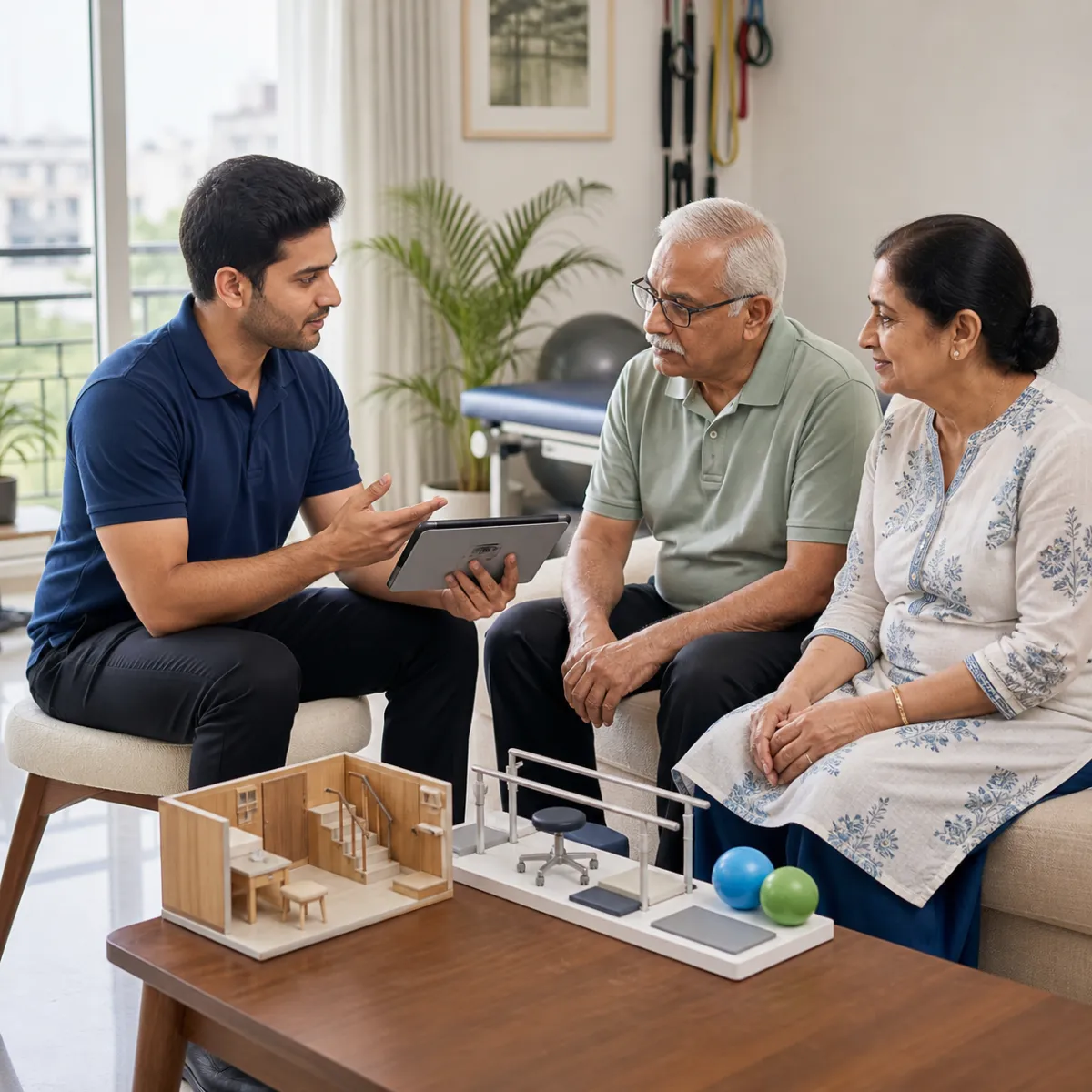 CareMotion physiotherapist delivering a personalized Geriatric Rehabilitation service in Kolkata