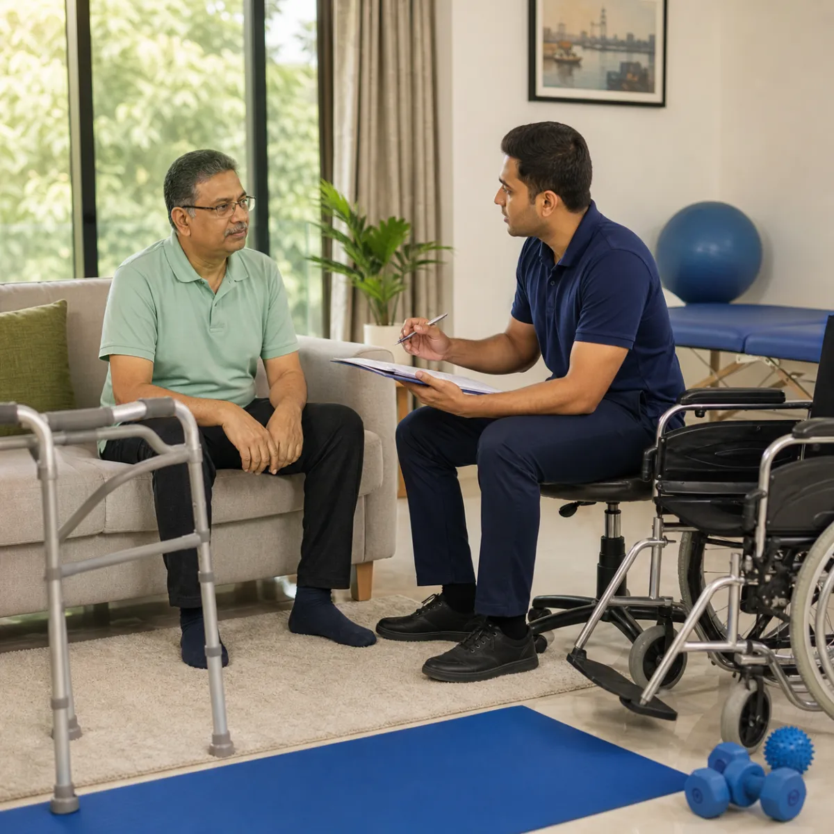 Physiotherapist completing an individualized Guillain-Barré Syndrome Rehabilitation assessment in Kolkata
