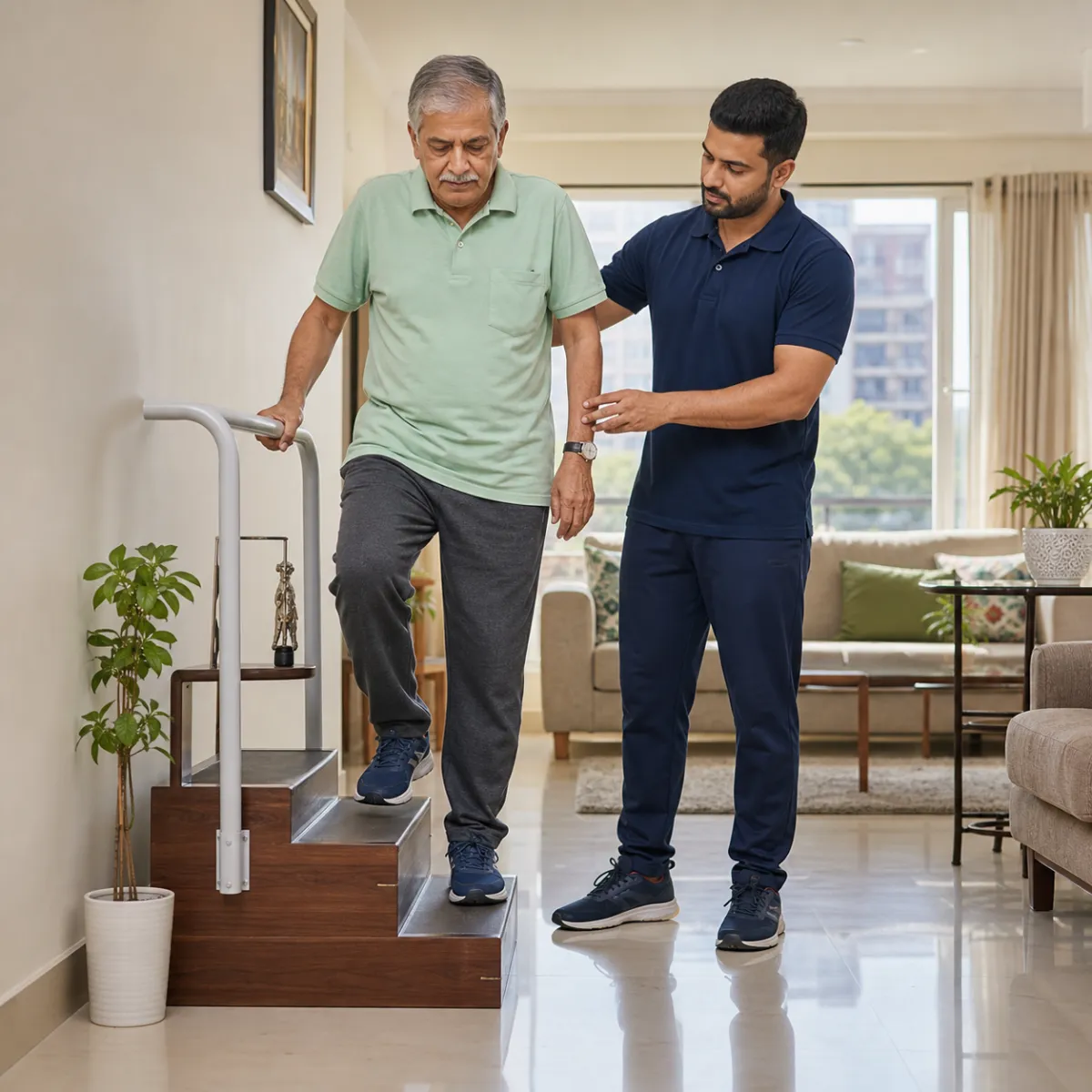 Patient participating in a goal-focused Home Physiotherapy session with a physiotherapist in Kolkata