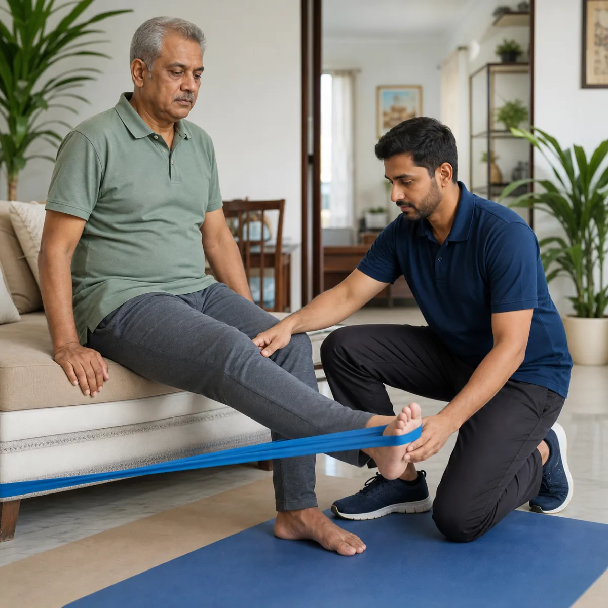 Physiotherapist assessing symptoms and functional limitations relevant to Home Physiotherapy in Kolkata