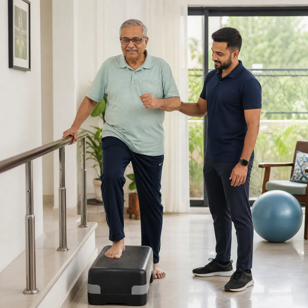 Patient participating in a goal-focused Joint Replacement Prehabilitation session with a physiotherapist in Kolkata