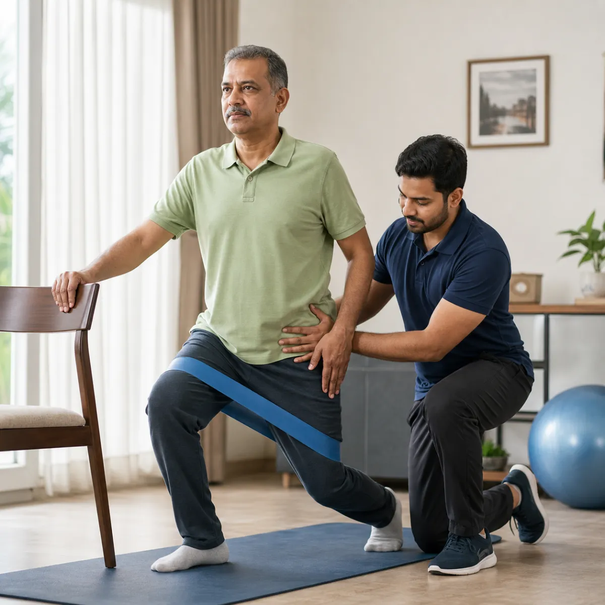 Physiotherapist guiding a structured Joint Replacement Prehabilitation treatment session in Kolkata