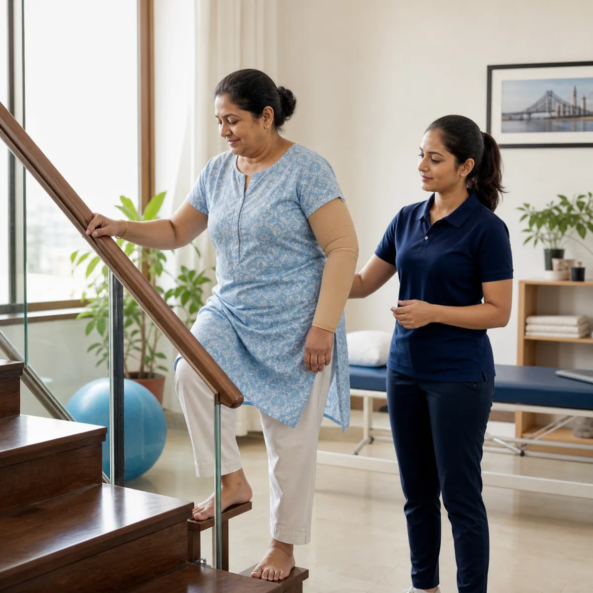 Patient participating in a goal-focused Lymphedema Management session with a physiotherapist in Kolkata