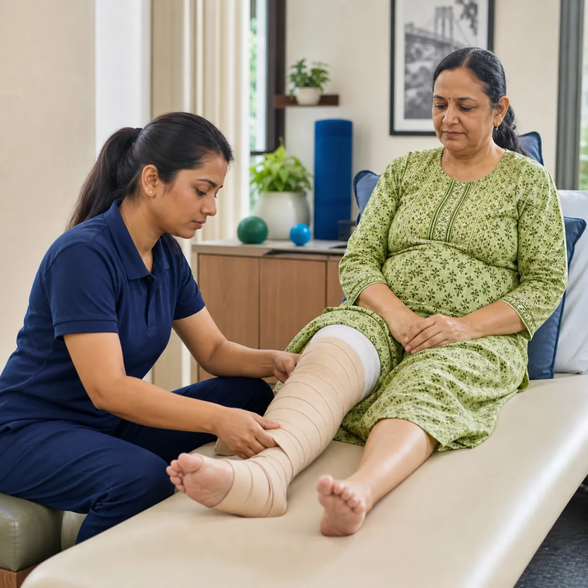 Physiotherapist guiding a structured Lymphedema Management treatment session in Kolkata