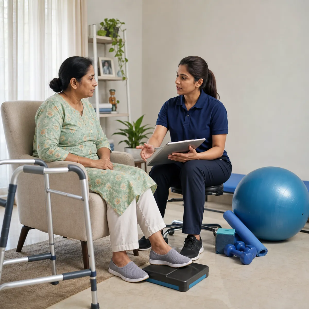 Physiotherapist completing an individualized Multiple Sclerosis Rehabilitation assessment in Kolkata