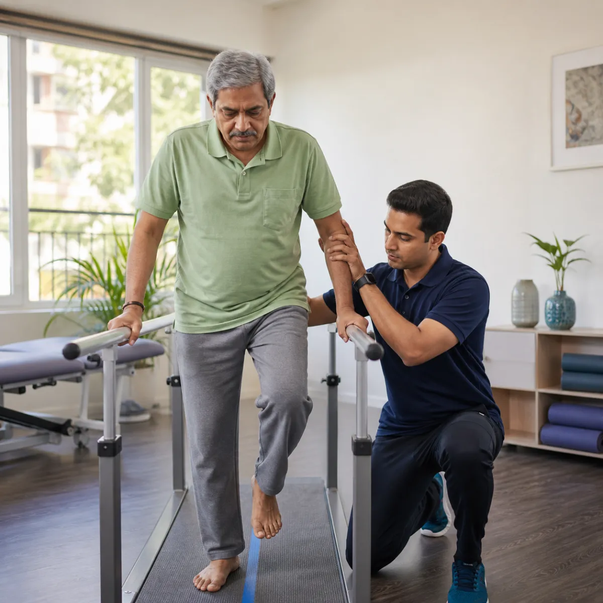 Physiotherapist assessing symptoms and functional limitations relevant to Neurological Rehabilitation in Kolkata