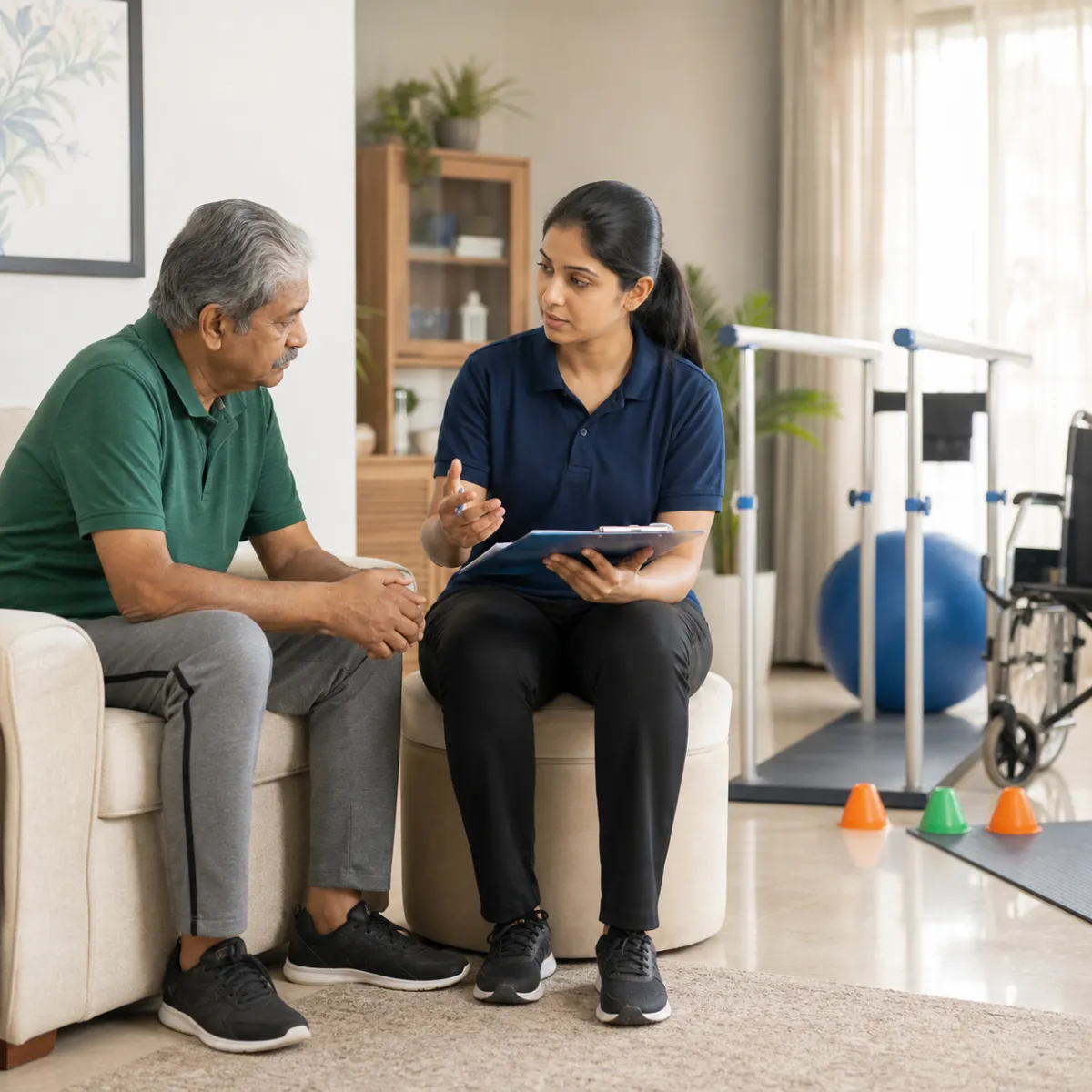 Physiotherapist completing an individualized Neurological Rehabilitation assessment in Kolkata