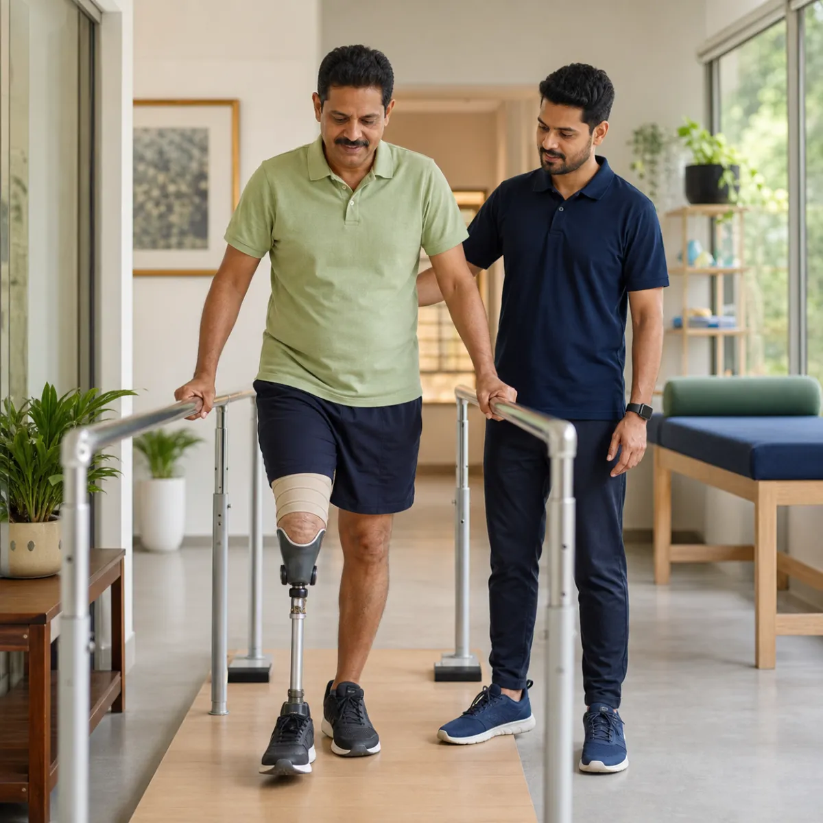 Patient participating in a goal-focused Orthotic and Prosthetic Support session with a physiotherapist in Kolkata
