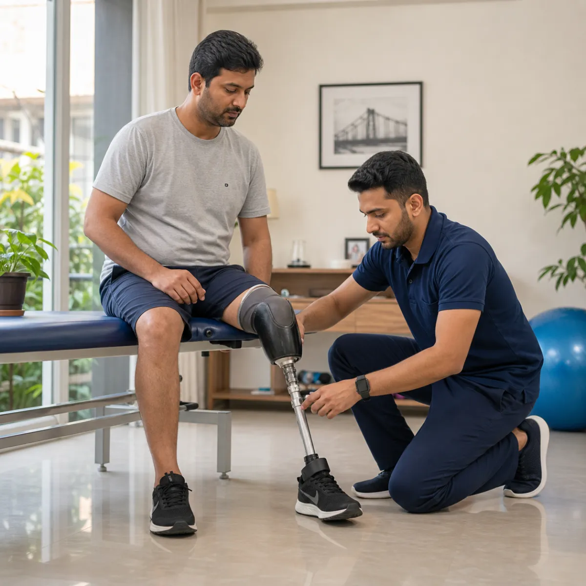 Physiotherapist assessing symptoms and functional limitations relevant to Orthotic and Prosthetic Support in Kolkata