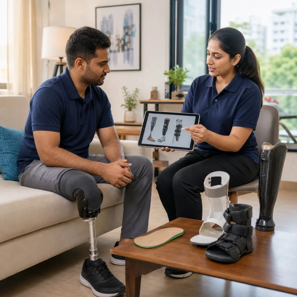 CareMotion physiotherapist delivering a personalized Orthotic and Prosthetic Support service in Kolkata