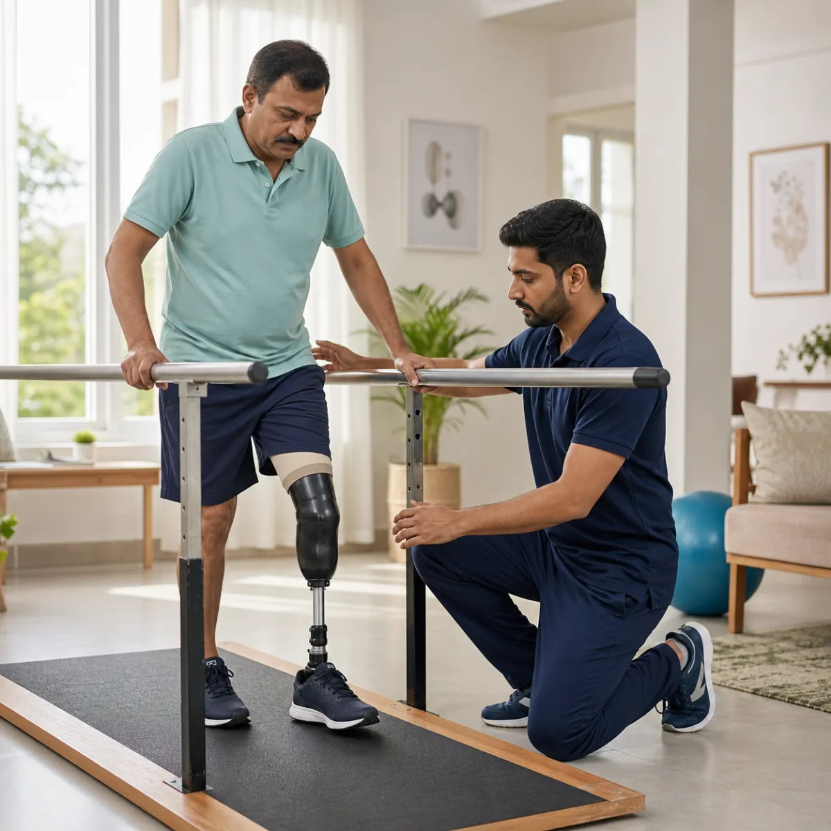 Physiotherapist guiding a structured Orthotic and Prosthetic Support treatment session in Kolkata