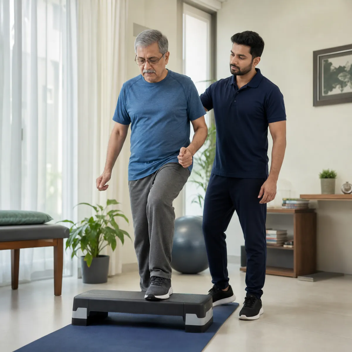Patient participating in a goal-focused Osteoarthritis Treatment session with a physiotherapist in Kolkata