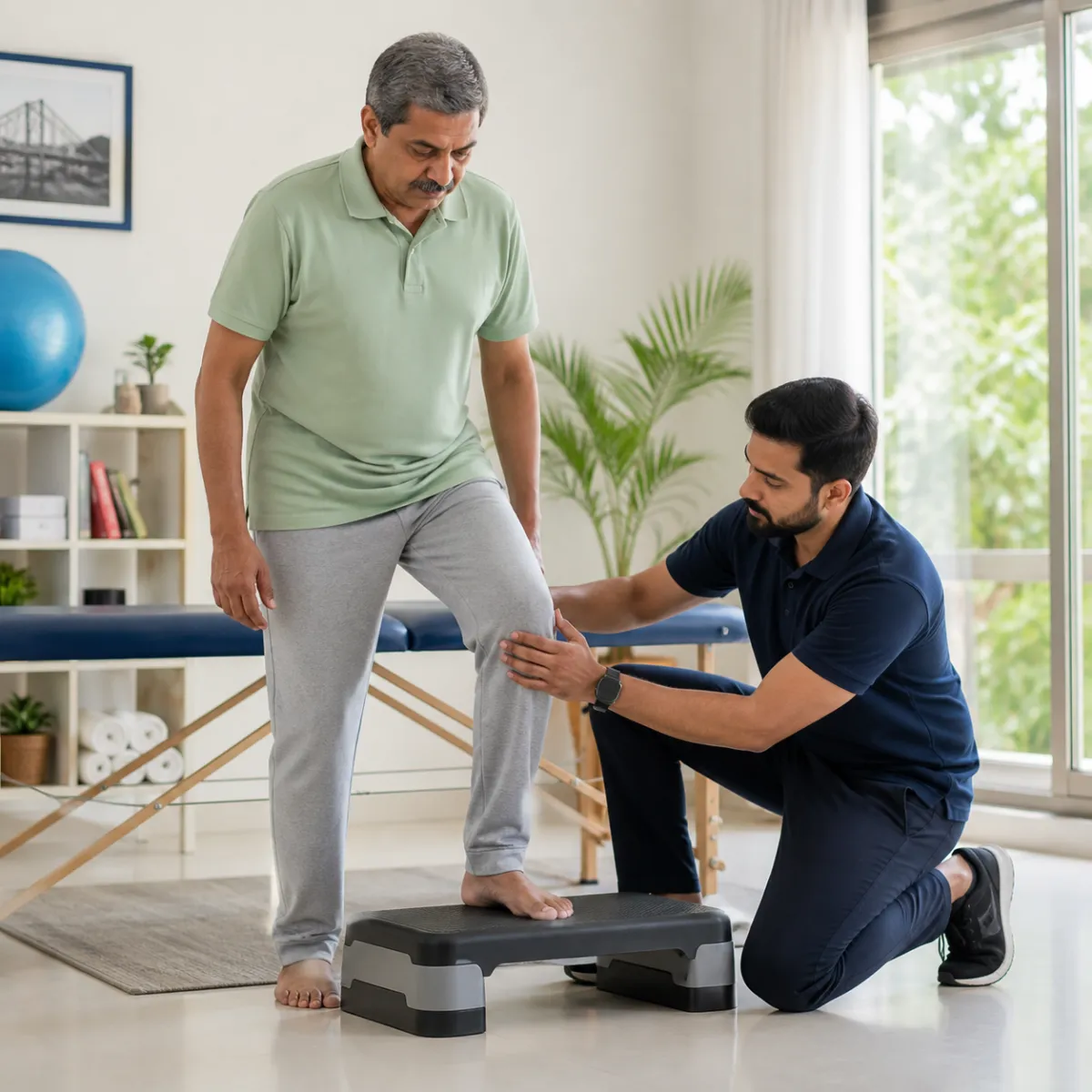 Physiotherapist assessing symptoms and functional limitations relevant to Osteoarthritis Treatment in Kolkata