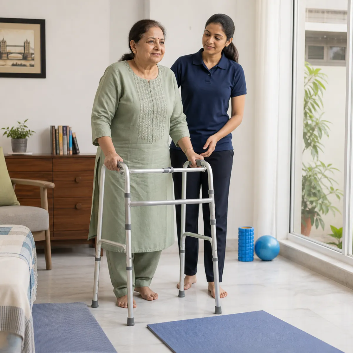 Patient participating in a goal-focused Palliative Physiotherapy session with a physiotherapist in Kolkata